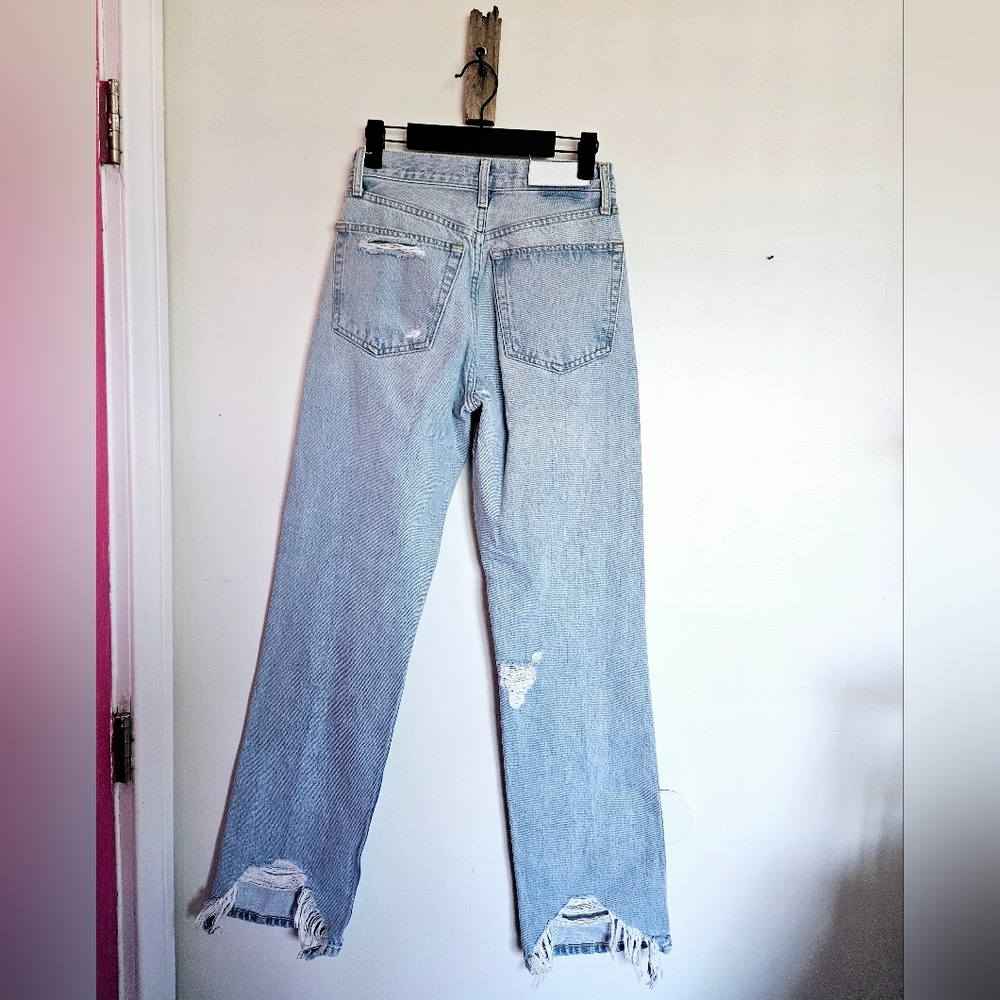 REDONE 90s HIGH RISE LOOSE LIGHT BLUE NU DISCO DESTROY size 24 - Picture 5 of 7